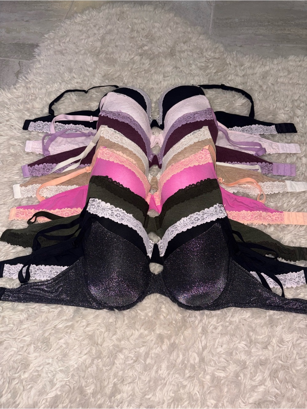 36D Victorias Secret PINK Wear Everywhere T-Shirt Lightly Lined Bras Bundle of 8